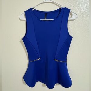 Fitted Royal Blue Peplum Top, Size XS